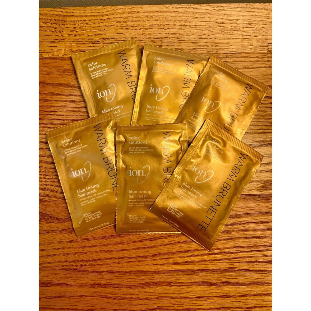 (6) Packs- Ion Warm Brunette Blue Toning Hair Mask Packet 1 Oz NEW Pouch Disc